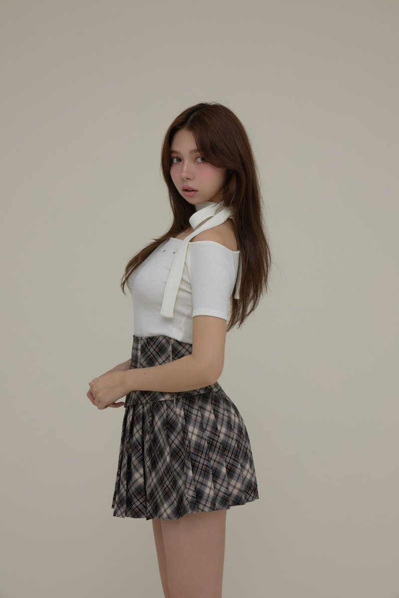 Jade highwaist mini skirt color check size s/m ¥11000-tax in