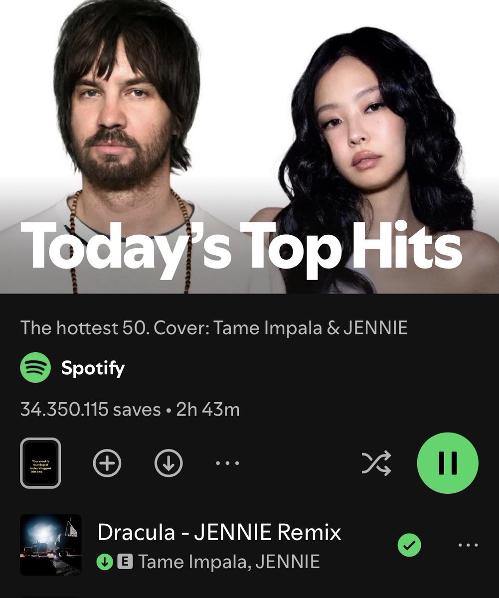 JENNIE has now been featured on the cover of Today’s Top Hits playlist twice with “like JENNIE” and “Dracula – JENNIE Remix”