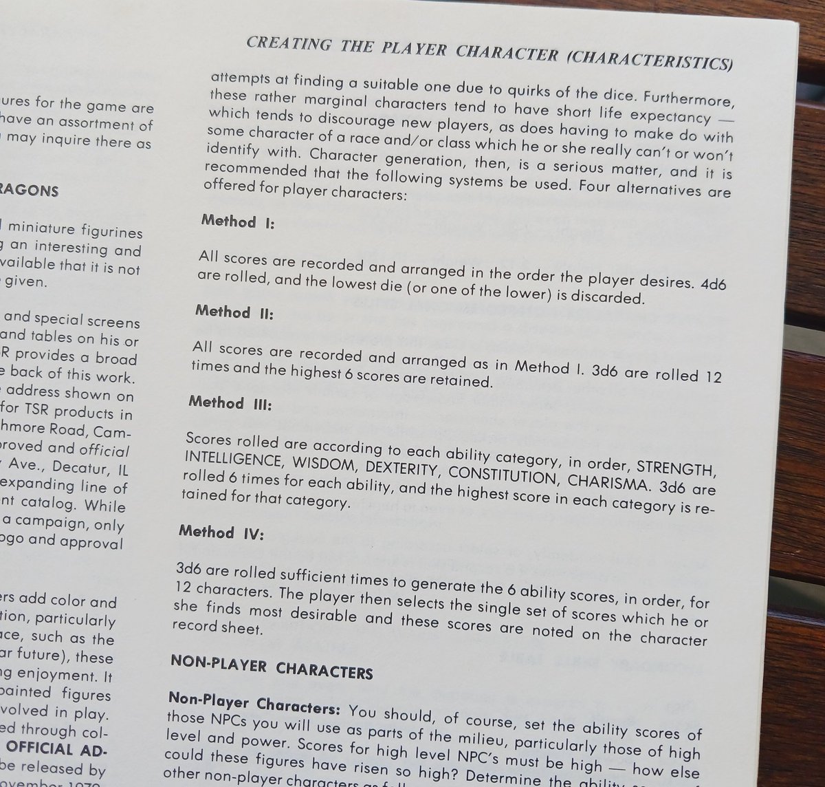yum_dm's tweet image. Does anyone use Method I from the #ADnD DMG? It seems like a decent trade-off - in order, but with a better probability of higher Ability scores. 

#DnD #DungeonsAndDragons #TTRPG