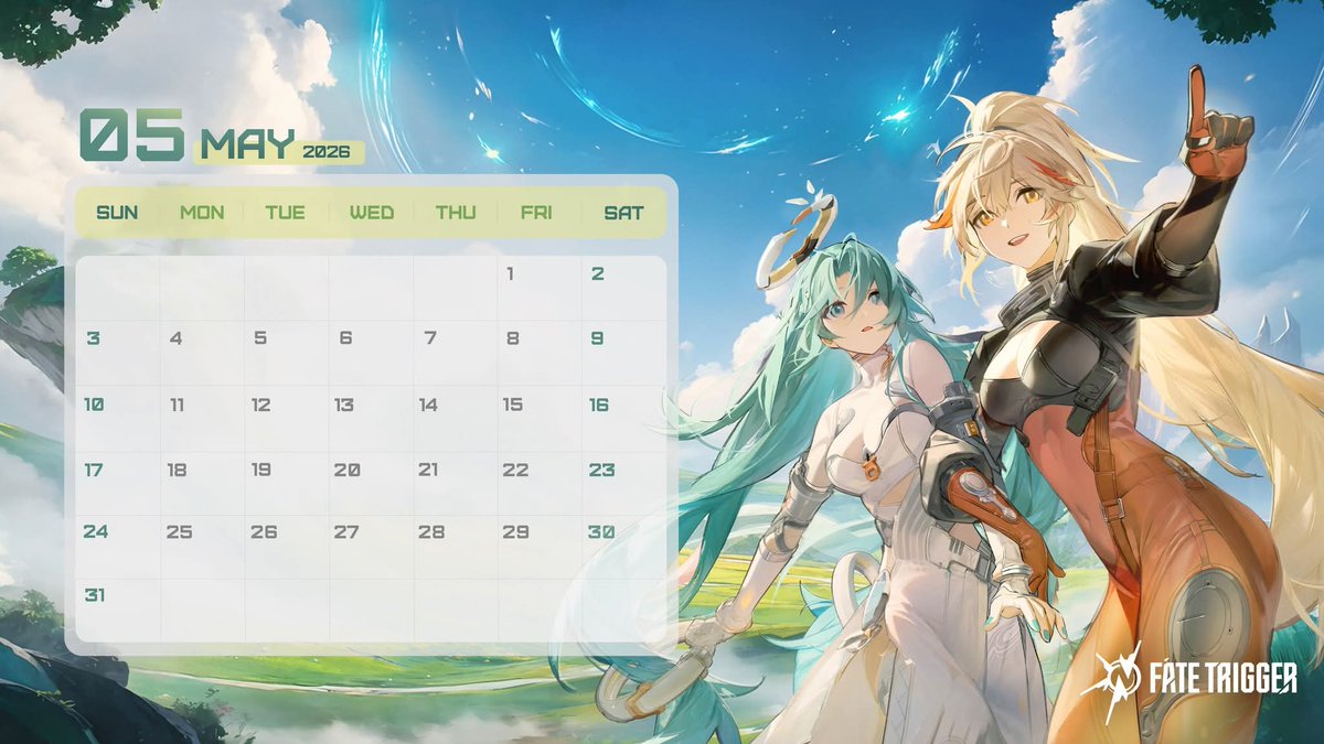 FateTrigger_ES's tweet photo. Calendario de Mayo 

Mayo llega con días de sol y la energía vibrante de la primavera,te estás preparando para nuevos desafíos o disfrutando del sol este mes? 

 comparte tu plan con nosotros!

#FateTrigger #Mayo #Calendario https://t.co/7Wh1NPNLsx