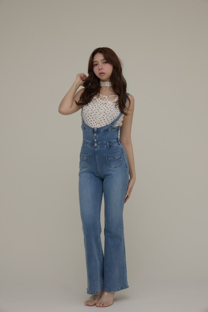 Heart hip denim allinone color blue size s/m ¥14300-tax in 人気の