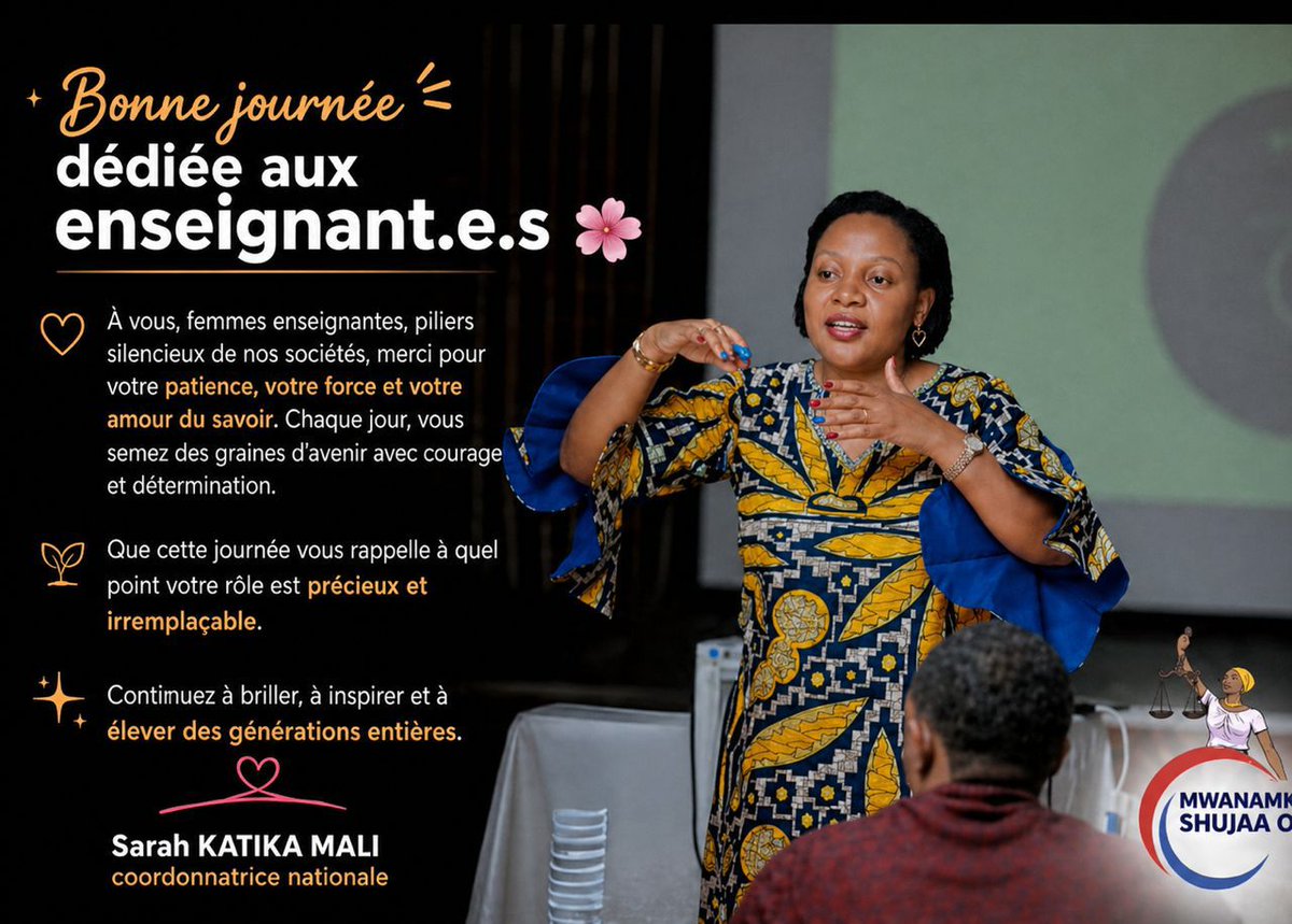 MS_ong_RDC's tweet image. le 30 avril, nous célébrions les enseignants ! 👩‍🏫✨ #MS_ONG exhorte les enseignantes à briser le plafond de verre et à occuper des postes de décision. 
Jeunes filles, visez les études supérieures pour une représentativité féminine au sommet ! 📚🇨🇩

#Education #RDC @UNICEFDRC