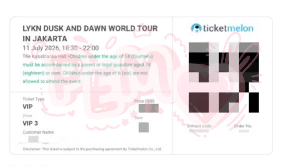 Want To Sell WTS 2026 LYKN DUSK &amp; DAWN WORLD TOUR IN JAKARTA]

Section VIP 1 Tix

💰price by dm, FP ONLY‼️
✅ Trusted, No scam
✅ Serious buyer only
❌ COD
rfs: my friend upgraded her seat

Yang minat bisa DM aku🫶🏻