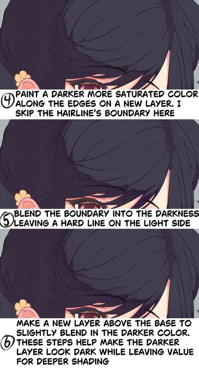 Rein_Akane's tweet photo. Sharing how I shade hair over the next few days (1/4) https://t.co/eLJnYI6fzX