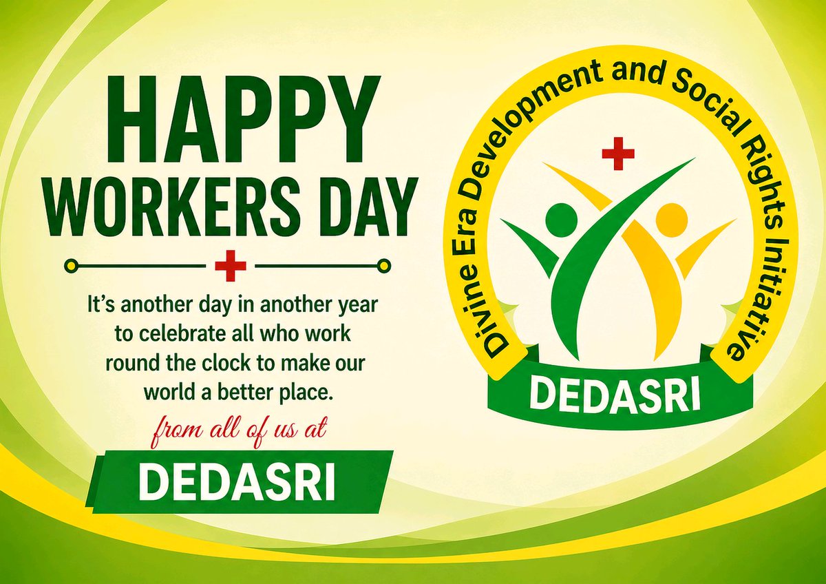 DEDASRIAfrica's tweet photo. Workers’ Day: Safe & Dignified Workplaces
DEDASRI celebrates workers driving growth and progress.
Safe, inclusive, and respectful workplaces are rights—not privileges
We call for fair wages, safe conditions, & zero tolerance for harassment
#WorkersDay #DecentWork #SafetyAtWork https://t.co/pO7TucWoMt