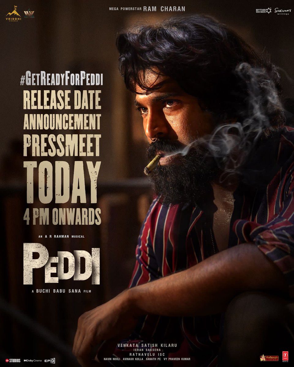 #GetReadyForPeddi
Exciting updates starting from today ❤️‍🔥

#Peddi release date announcement press meet today from 4 PM onwards 

▶️ youtube.com/live/Q4hDQ-sPj…