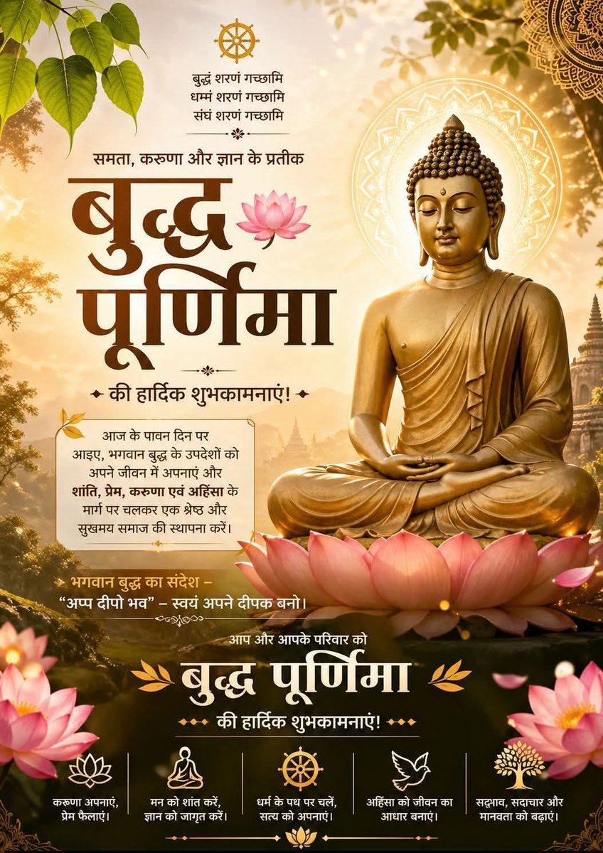 1 मई बुद्ध पूर्णिमा को सभी देशवासियों को हार्दिक बधाई
