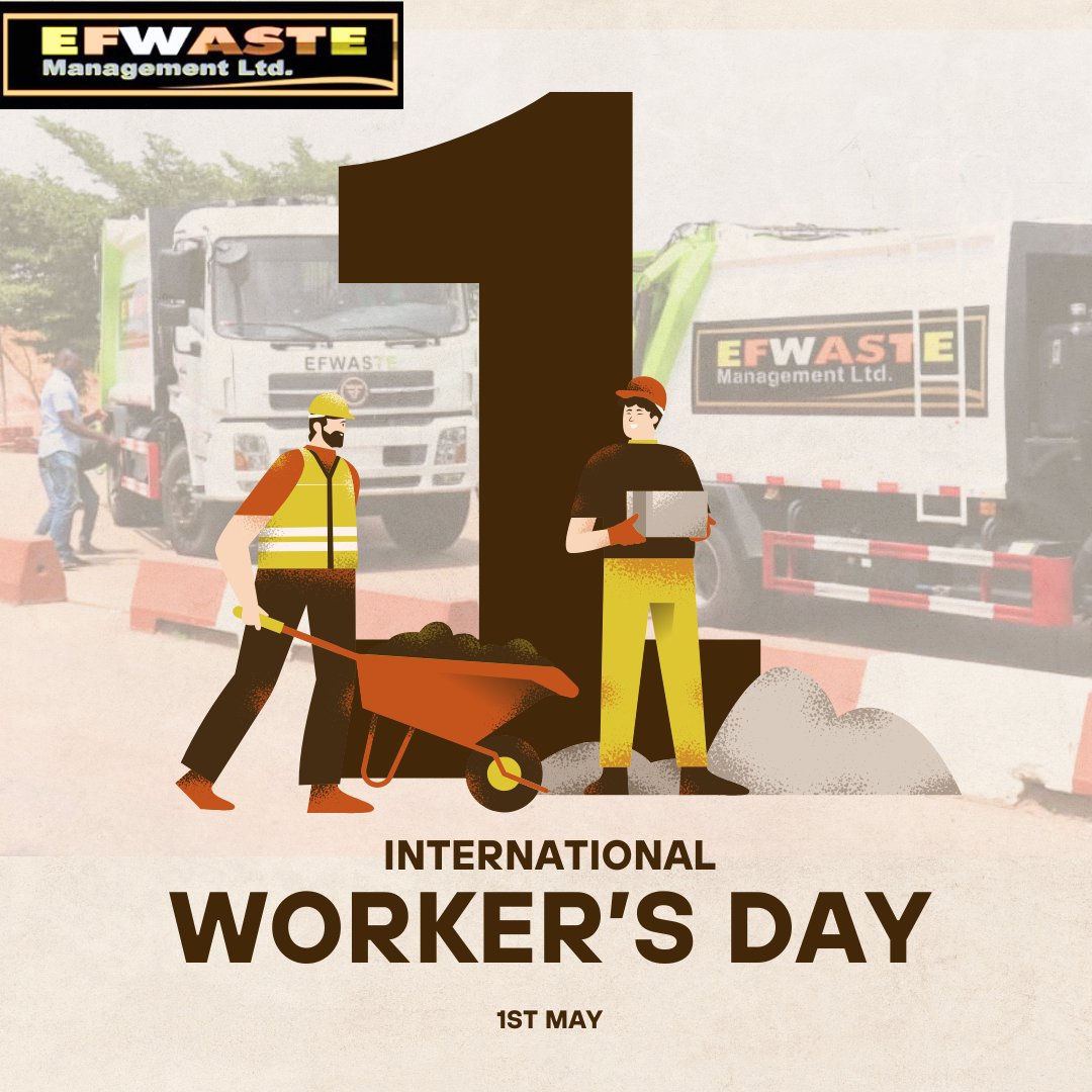 efwaste's tweet image. No work is small. Every effort counts. Happy Workers’ Day!

.
 #Abujawastemanagement #wastedisposal #CleanUp #mayday #LaborDay #WorkersDay