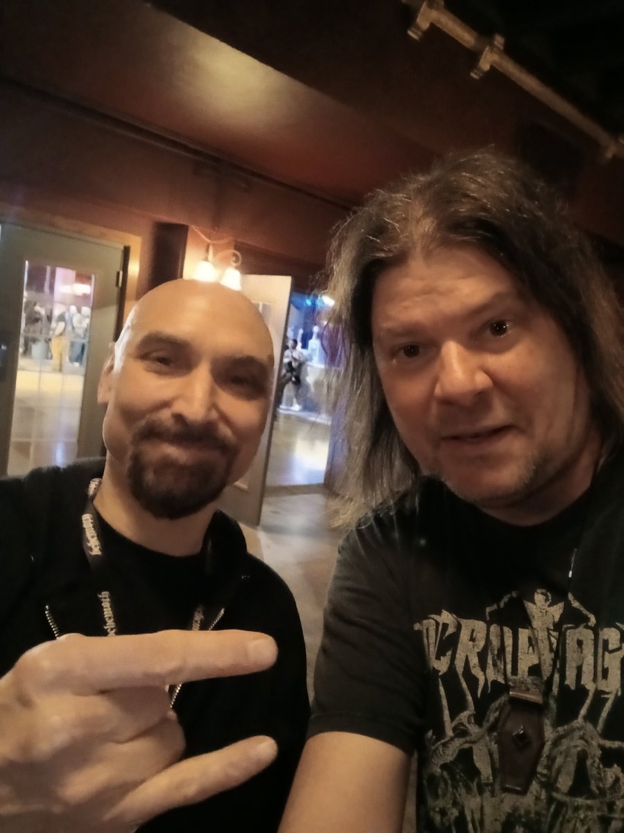 FatesDeath's tweet photo. Hola Amigos and Amigas! Ran into this wicked guitar player, Robert Vigna,  while leaving his kickass show with @Immolation   Meanwhile, Us @FatesDeath are getting a video filmed for the next upcoming album! Stay tuned metalheads! @mattalica73 @philthatremains @themetalvoice @slam_worldwide @deadlystormzine @MetalHammer @TheMutantFam @JamieVoorhees6 @year66890 @ThisDayInMETAL @metalinjection
