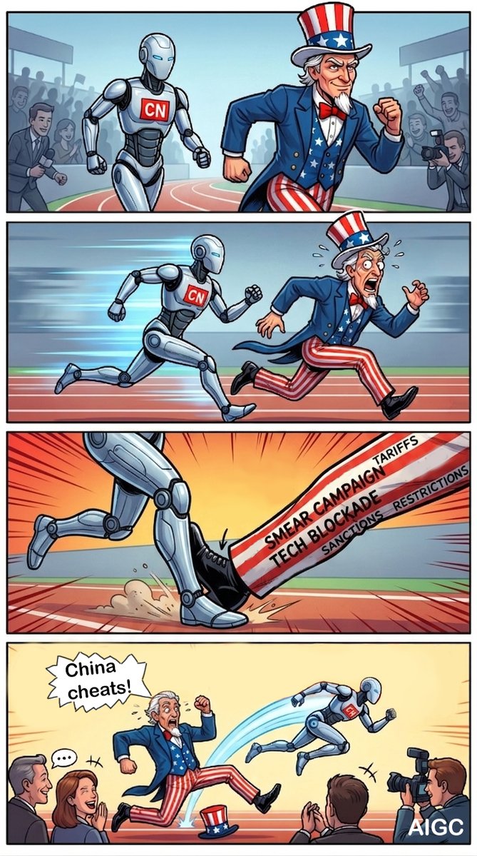 XHNews's tweet image. Uncle Sam's race strategy: Can't win? Trip. Can't trip? Cry "cheat!"
#US #China #AI