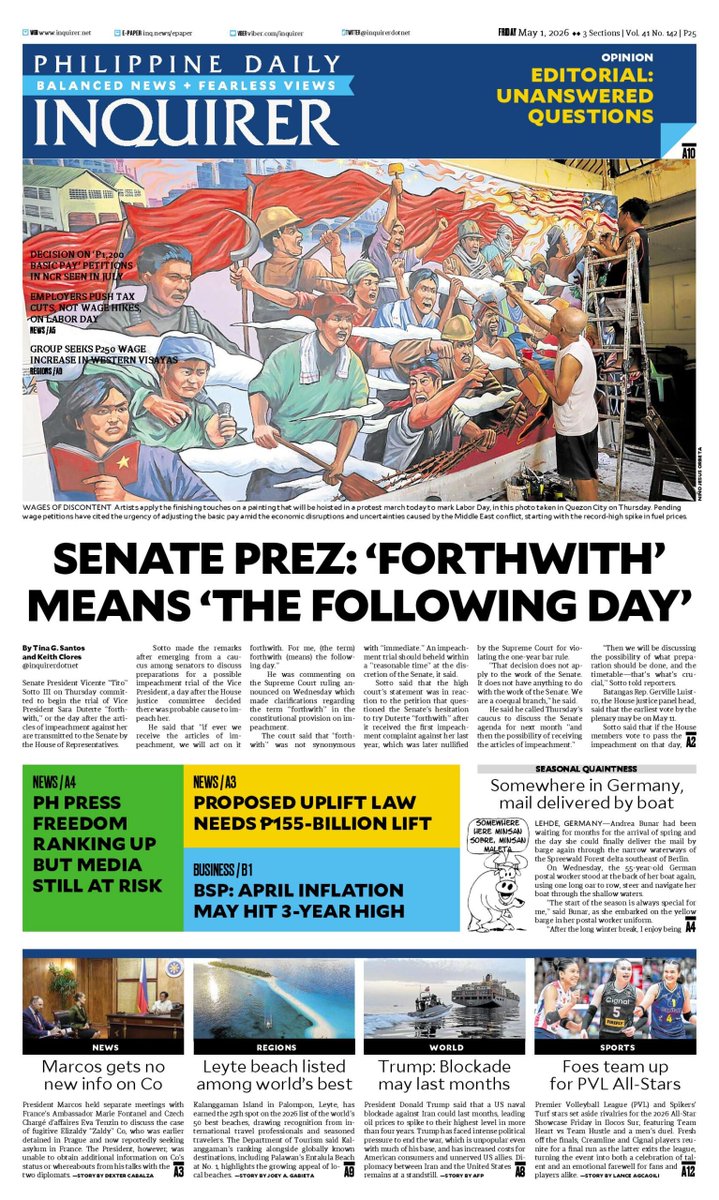 ASEANEWS PAPER EDITIONS | 5.1.26 FRIDAY | SENATE PREZ: “FORTHWITH” MEANS “THE FOLLOWING DAY”
.
aseanews.net/2026/05/01/ase…