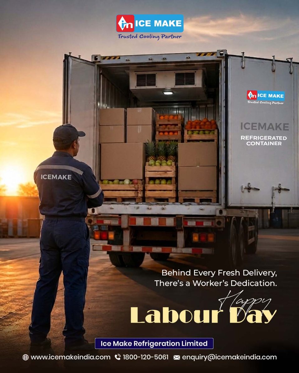 IceMakeRef's tweet photo. Behind every fresh delivery is a story of effort, discipline & dedication.
This Labour Day, we salute every hand behind it.
π 1800-120-5061
π https://t.co/jvdGaJsHJZ
π© enquiry@icemakeindia.com
#LabourDay #IceMake #ColdChain #Workforce #BehindTheScenes https://t.co/UqNTZuKjSN