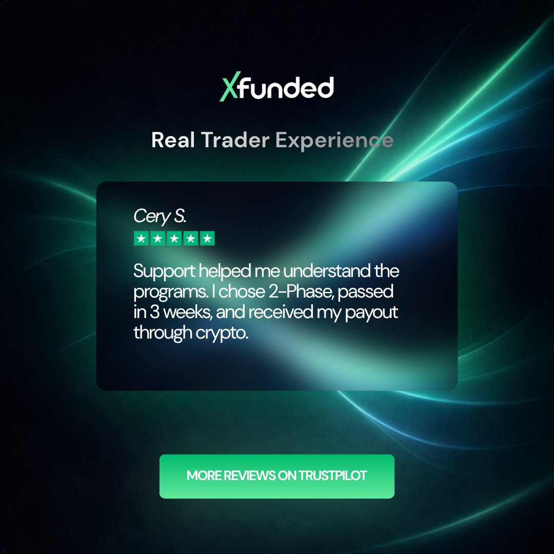 xfundedofficial's tweet photo. Program clarity matters.
They were unsure between 1-Phase and 2-Phase.
Support helped them choose.
They passed in 3 weeks and received their payout through crypto.
Clear explanation. Smooth process.
#XFunded #TradingCommunity #TraderReview https://t.co/3JRRb5e12x