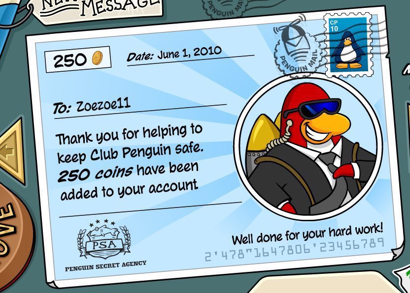 17 years ago today, Penguins could now receive monthly postcard payments of 250 coins each for serving as a Tour Guide and/or Secret Agent.