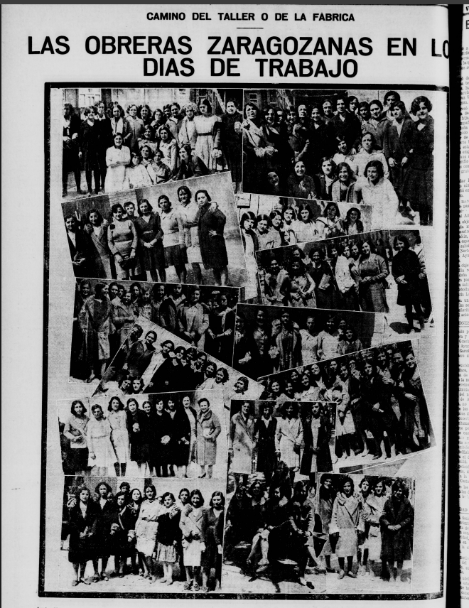 "Las obreras zaragozanas en los días de trabajo".

La voz de Aragón, 1º Mayo 1931 #Zaragoza