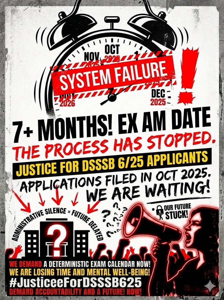 shwetalight1's tweet photo. Lakh  of candidates are waiting in limbo. ⏳post code 6/25 TGT
Using age relaxation as an excuse, you are risking the future of lakhs of students for petty politics. Please stop this and release the exam schedule for TGT 6/25 without further delay @dsssbofficial
 @ashishsood_bjp https://t.co/5hYVn5iELw