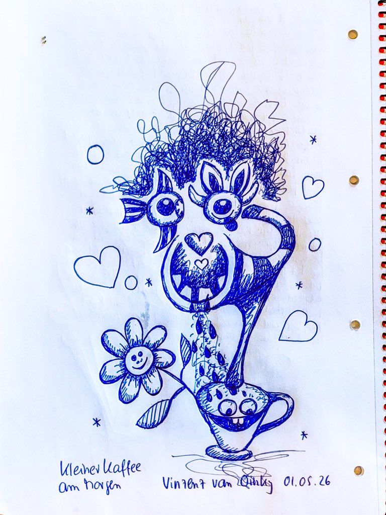 LLettink's tweet image. Kleiner Kaffee am Morgen. Ein kreatives Kunstwerk, das den perfekten Morgen mit einer Tasse Kaffee und viel Liebe zeigt! ☕❤️ Lass uns die kleinen Dinge im Leben wertschätzen! 🌼✨

#Kunst #KaffeeLiebhaber #MorgenMoment #Kreativität #Liebe #KaffeeZeit #Zeichnung 🎨😊