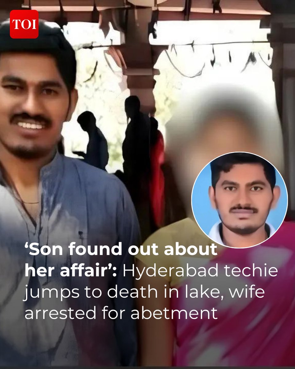 timesofindia's tweet image. #Hyderabad | Bachupally police arrested a woman and her lover for abetting the suicide of her husband. The deceased reportedly took his life after discovering his #wife's affair and the alleged online sharing of private videos. 

Read here 🔗toi.in/xC028Z