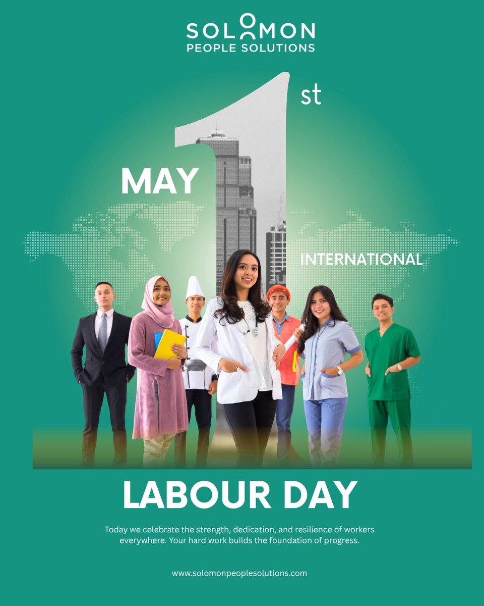 solomonENABLES's tweet photo. At Solomon People Solutions, we know that progress is a team effort. Today, we celebrate the diverse talents and tireless dedication of workers across every industry who keep our world moving forward. Happy International Labour Day! ๐โจ
#LabourDay #WorkforceStrength https://t.co/x7A5wxY6Pb
