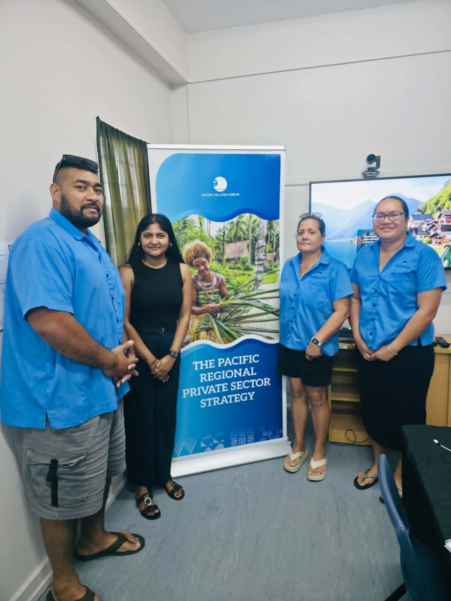 ForumSEC's tweet photo. The Private Sector team at the Pacific Islands Forum Secretariat (PIFS) undertook in-country consultations in the Cook Islands on the development of the Pacific Regional Private Sector Strategy Implementation Plan (IP), a deliverable of the Pacific Roadmap for Economic Development under the 2050 Strategy for the Blue Pacific Continent.

The consultations brought together national stakeholders including government agencies, private sector and industry bodies, civil society, and development partners to identify gaps and opportunities that would inform the Implementation Plan, ensuring it is grounded in national realities while strengthening ownership and alignment.

The team also visited businesses alongside the Cook Islands Chamber of Commerce and Business Link Pacific, gathering practical, on-the-ground insights into the challenges and opportunities facing the private sector.

Insights from in-country consultations will be combined with broader regional engagements to shape Regional Collective Actions that advance private sector development and strengthen support for micro, small, and medium enterprises across the region. The Implementation Plan will then be submitted for consideration and endorsement at the 2026 Forum Economic Ministers Meeting.

A copy of the endorsed Pacific Regional Private Sector Strategy can be found at https://t.co/DLMZCfRkGN