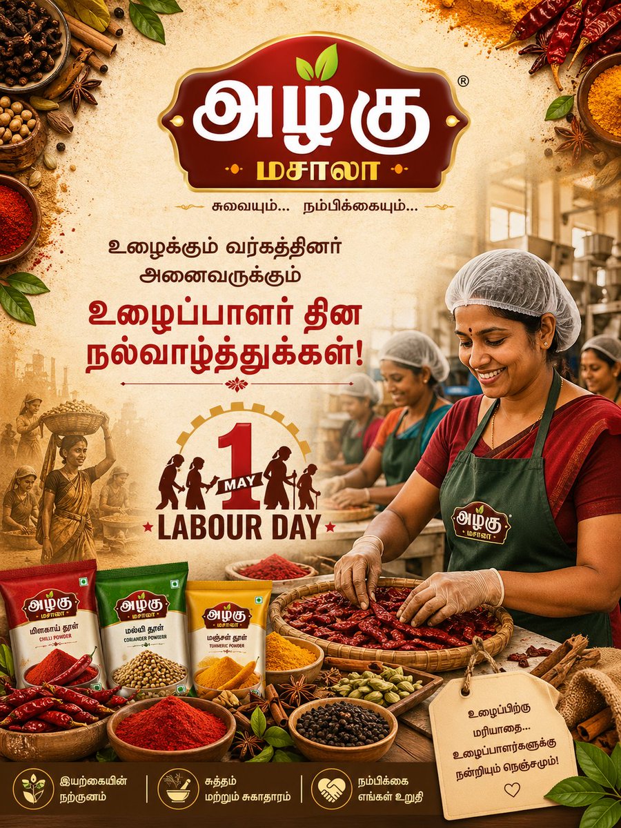 அழகு மசாலாவின் உழைப்பாளர் தின நல்வாழ்த்துக்கள்!