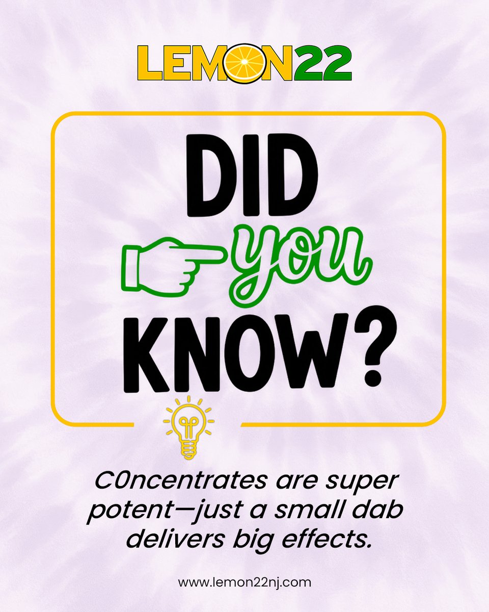 lemon22nj's tweet image. Big effects, small doses 🔥 Just a dab can change the whole experience. 

Did you know that?

#DidYouKnow #StayInformed #HighPotency #CannabisFacts #ElevatedExperience