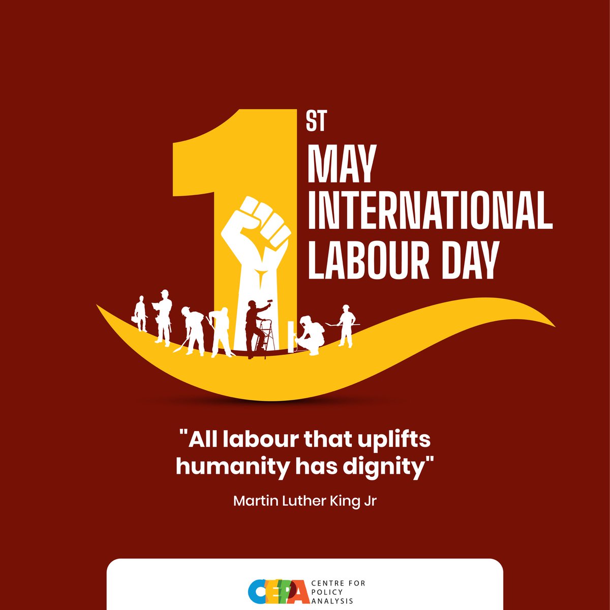 centre4policy's tweet photo. “All labour that uplifts humanity has dignity.” — Martin Luther King Jr.

Today, we honor the dignity, resilience, and rights of Uganda’s workers.

Happy International Labour Day to you’ll. 

#ILD2026 #CEPAProgramming https://t.co/QWkmFiHtnO