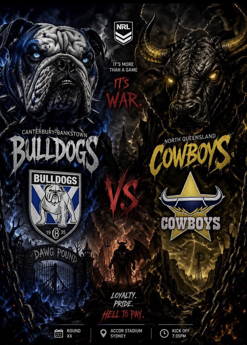 el_cartelms's tweet image. ⚔️ Même le 1er mai ça braque sur le Cartel ⚔️

Bulldogs 🆚 Cowboys
Accor Stadium – 11h35 (FR)

Un choc sous haute tension ⚡️
Loyalty. Pride. Hell to pay.

🎯 Mes picks :
Luki 4 🔴
Tupouniua 4 🔴
Galvin 4 🔴

On part à la guerre 💣

#NRL #Bulldogs #Cowboys #RugbyLeague #Betting