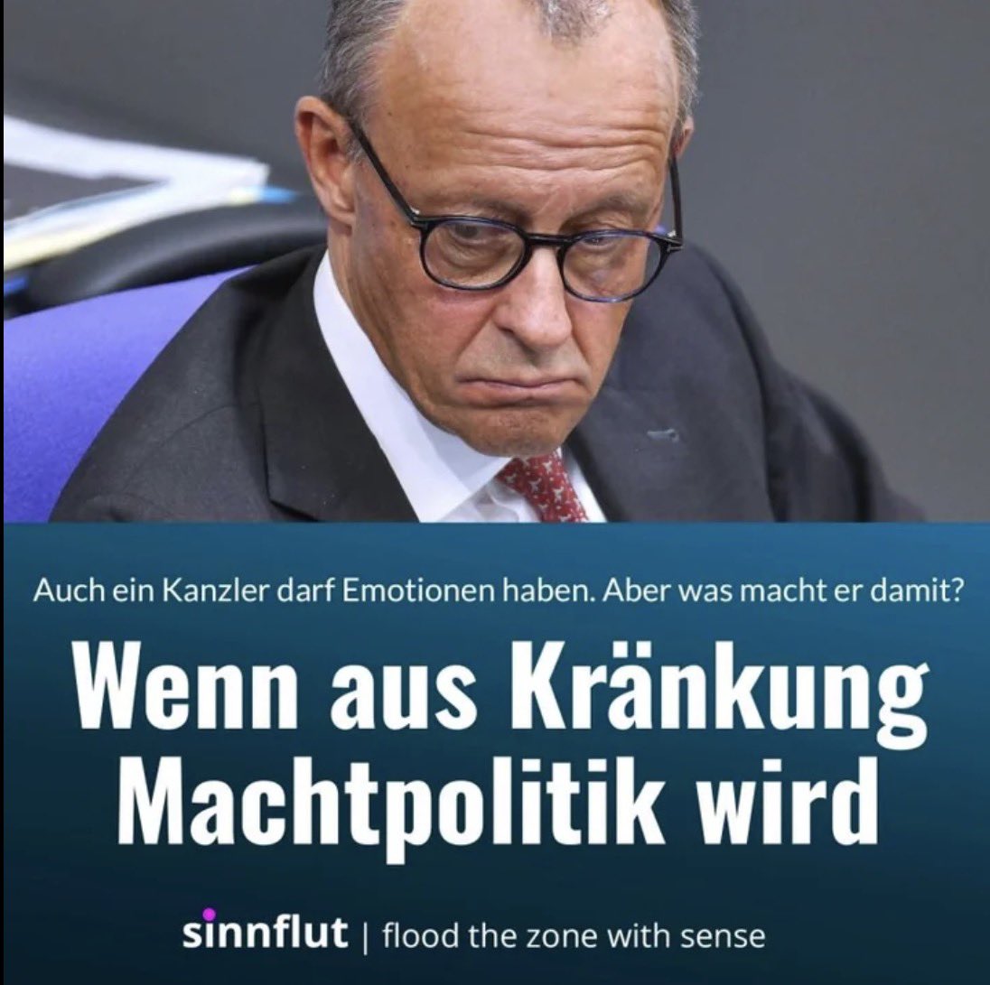 Faktencheck2030's tweet photo. 🤔Merz hat im Spiegel darüber gesprochen, wie sehr ihn Herabwürdigung und Kritik kränkt. Das Problem ist aber nicht, dass Merz Gefühle hat. Das Problem ist, dass seine Gefühle offenbar nicht gut demokratisch verarbeitet werden. Wer hart austeilt, wer über „Sozialtourismus“, „kleine Paschas“, „Stadtbild“ oder angebliche Zahnarzttermine spricht, markiert andere Menschen als Problemträger. Wer dann selbst maximale Empathie für die eigene Verletzlichkeit erwartet, legt eine bemerkenswerte Asymmetrie an den Tag.
#Merz #CDU #Bundeskanzler