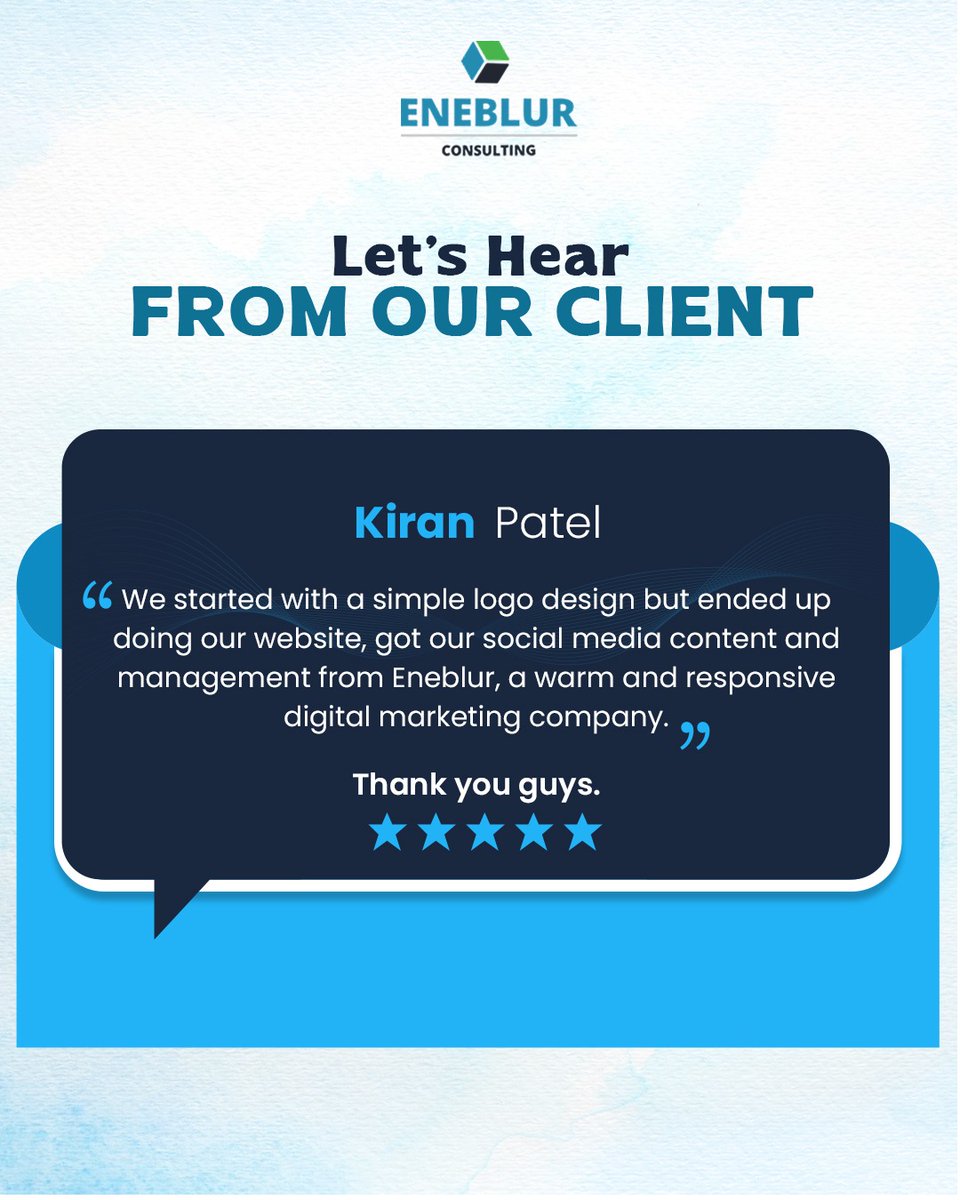 EneblurC61955's tweet image. What begins as a logo can turn into a full brand journey 🌐
Proud to be part of our clients’ success stories.

#ClientTestimonial #HappyClients #CustomerFeedback #DigitalMarketing #BrandGrowth