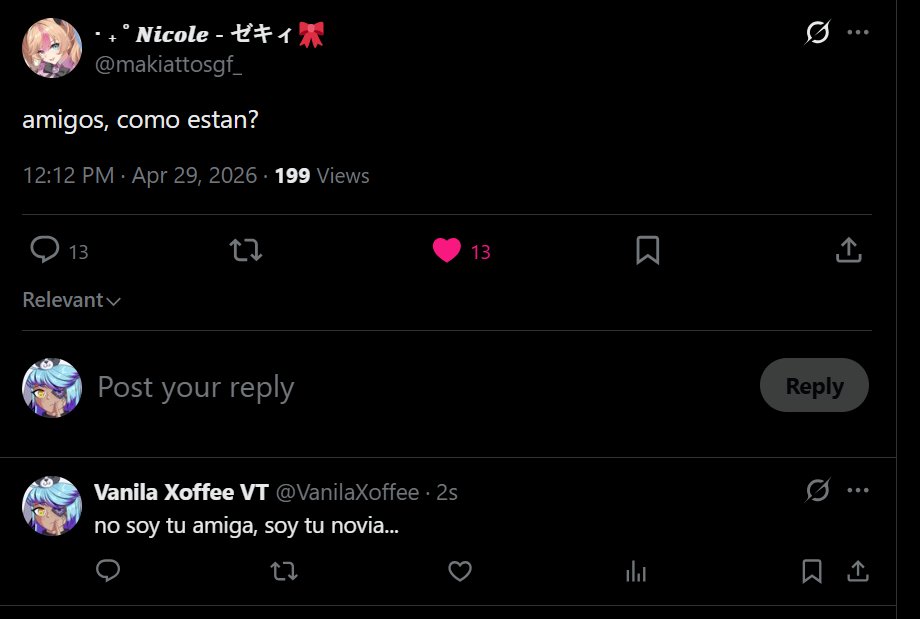 VanilaXoffee's tweet photo. jeje me equivoque esto era una respuesta para mi novia https://t.co/Zs7ghTylVt
