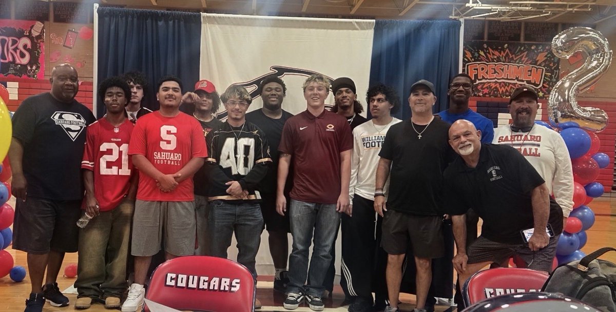 SahuaroF's tweet photo. 2026 Signing Day nine young men going on to play college Go Cougars https://t.co/0tkxJqqCv0