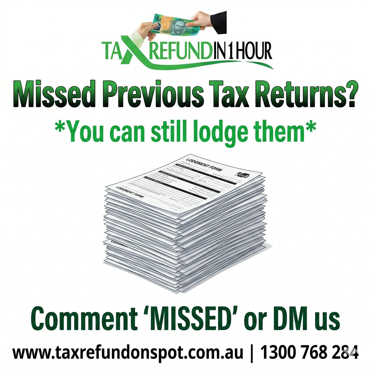 TaxRefundOnSpot's tweet photo. MISSED PREVIOUS TAX RETURNS?
#processpendingtax #filenow #australia #twitterphoto https://t.co/GsMz4DyQMO