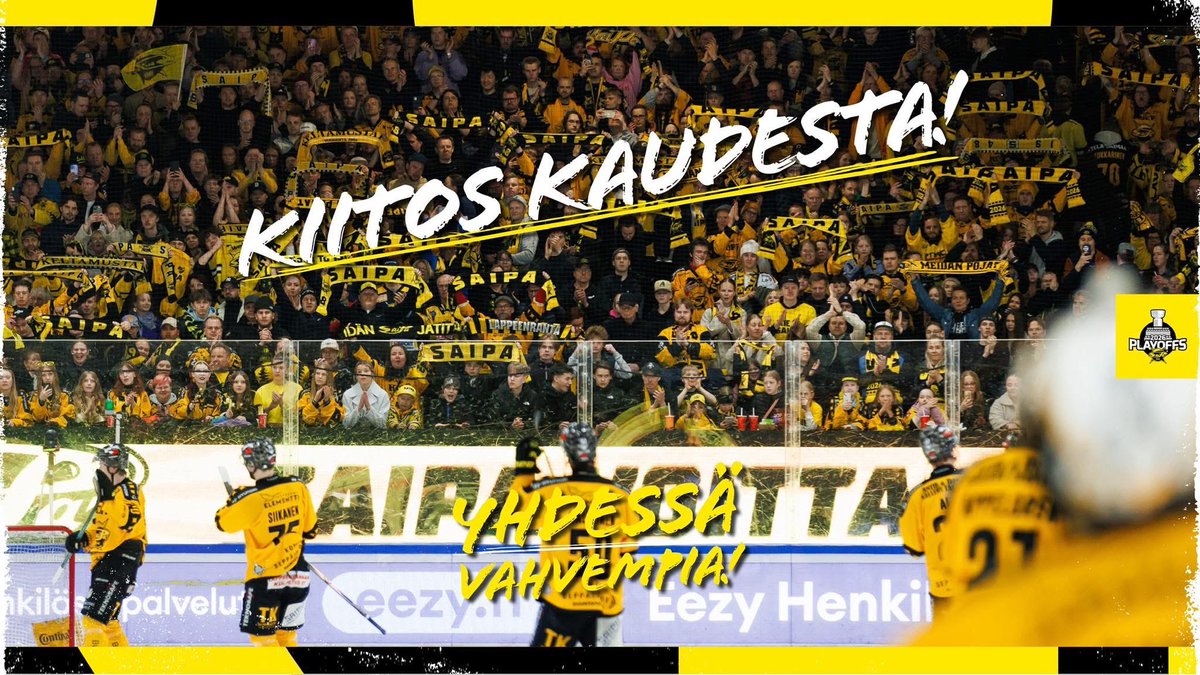 Liiga_SaiPa's tweet photo. SAIPA KIITTÄÄ KOKO YHTEISÖÄ KAUDESTA 2025-2026!
Kiitos tuesta kauden aikana kaikille Kisapuistossa vierailleille kannattajille sekä yhteistyökumppaneille. https://t.co/WKOEUx7Xfe