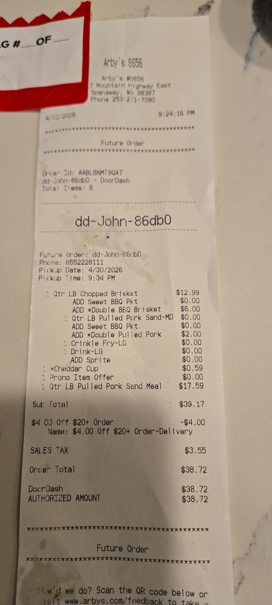 baseballguy71's tweet photo. @Arbys ordered both the new pulled pork sandwich and the new BBQ brisket......but got this hideous thing in my bag instead, along with missing sauce packets n other issues......very disappointing https://t.co/fixH0gKNLi