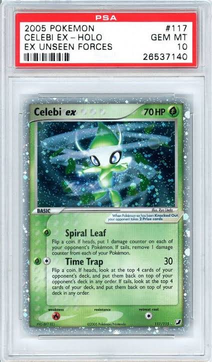RelaxNFT's tweet photo. (Not mine) have 2 getting graded🤞🏽 but anyone have a Celebi ex card they’re holding? Feel like I don’t see them enough https://t.co/3b6pjumtsF