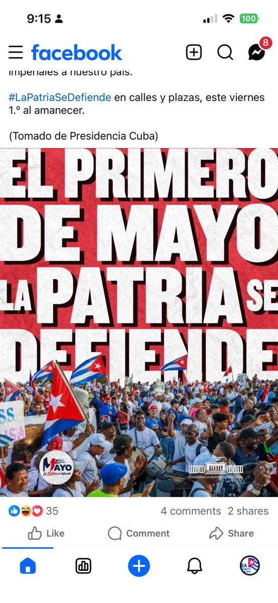 CubaSolidarity's tweet photo. “This May Day, we are all called to a march for PEACE.
“Let us march together: workers, farmers, students, intellectuals, artists, athletes, all Cubans, against the #GenocidalBlockade and the blatant imperial threats to our country.”
From @PresidenciaCuba https://t.co/B21aBnOSgv