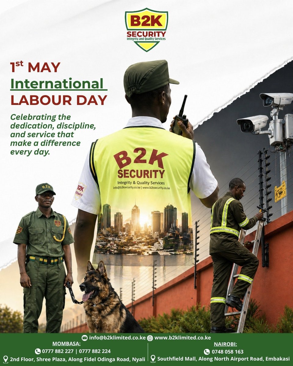 B2KSECURITY's tweet photo. 1st May - International Labour Day

Celebrating dedication, discipline, and service.

#LabourDay #B2KSecurity #AlwaysReady https://t.co/jbBxI1ZL8L