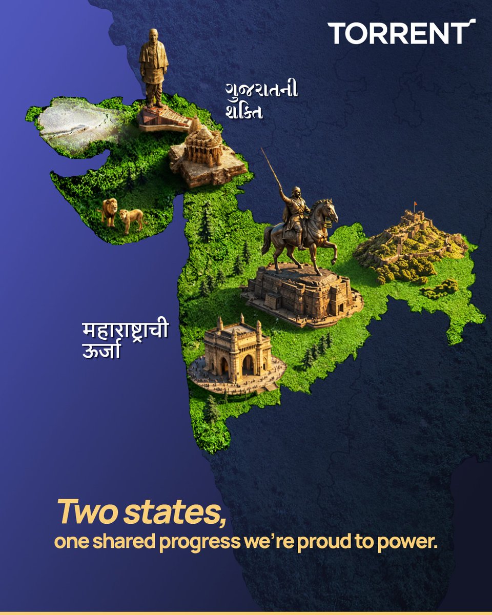 Torrent_Group's tweet photo. Different cultures.
Shared goals.

Today, we celebrate two states that keep India charged with ambition.

Happy Gujarat and Maharashtra Foundation Day!

#Torrent #GujaratDay #MaharashtraDay https://t.co/RCw2Oc2WV6