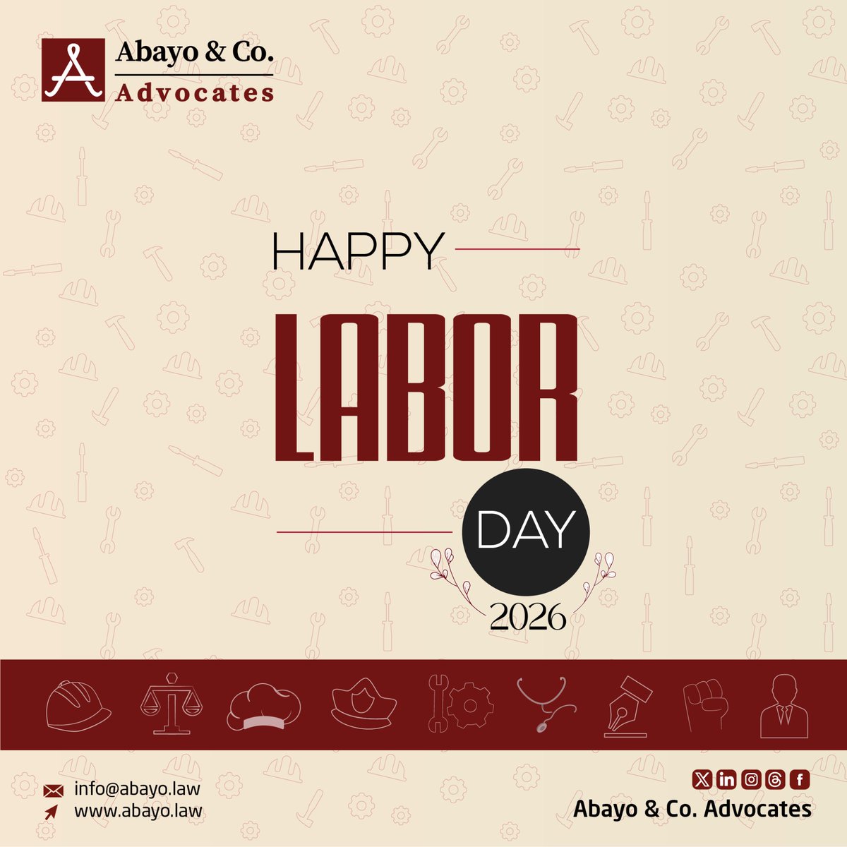 Abayo_Advocates's tweet image. Happy Labor Day 2026!

Here's to honoring the dedication and resilience of all hardworking individuals. Enjoy a well-deserved celebration!

#LaborDay2026 #LaborDay #HardWorkPaysOff #RwOT #WorkersDay #MayDay2026 @AbayoClaude