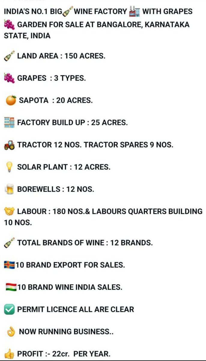 SunilMMehta's tweet image. Running Wine company at Bangalore for sale.

For pics.....👇

1drv.ms/w/c/3e9f8cc035…

WA to 9892685655

#wine #sell #bangalore #india