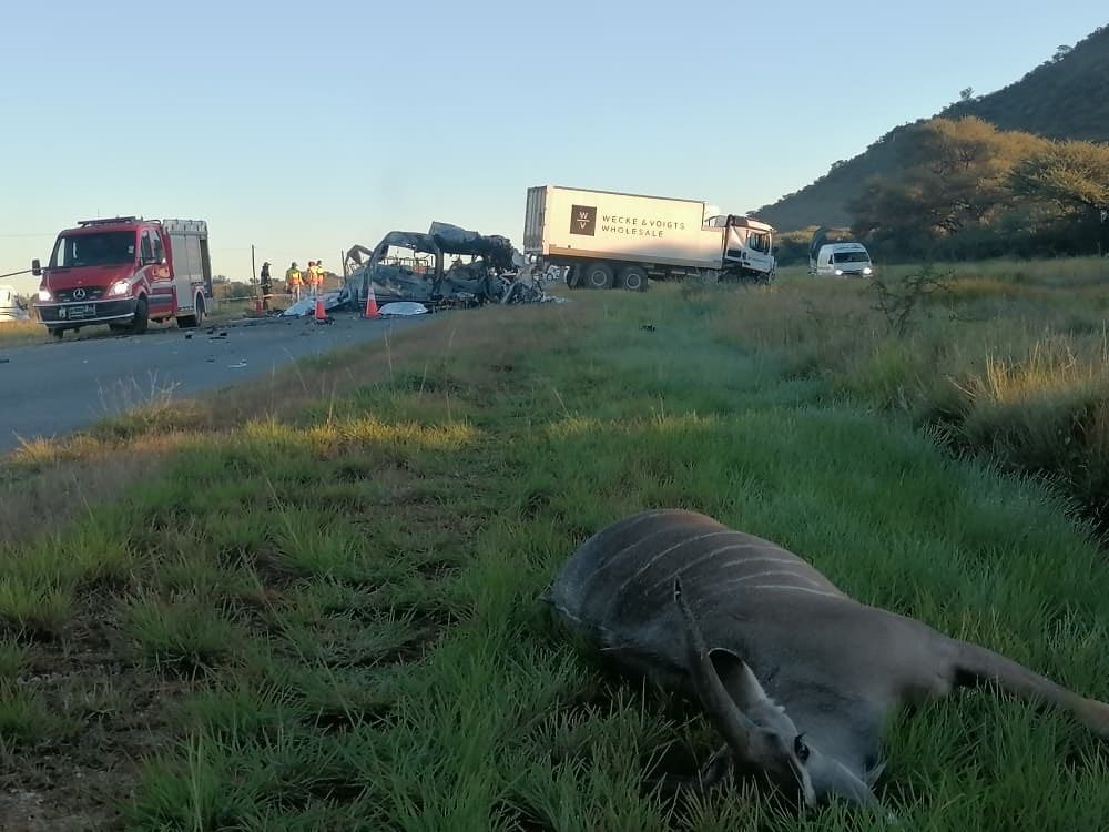 FATAL ACCIDENT: A road crash involving an ambulance belonging to the Ministry of Health and Social Services and a truck occurred on the Otjiwarongo–Okahandja B1 road on Friday morning,

(Photos: Mulisa Simiyasa) NAMPA