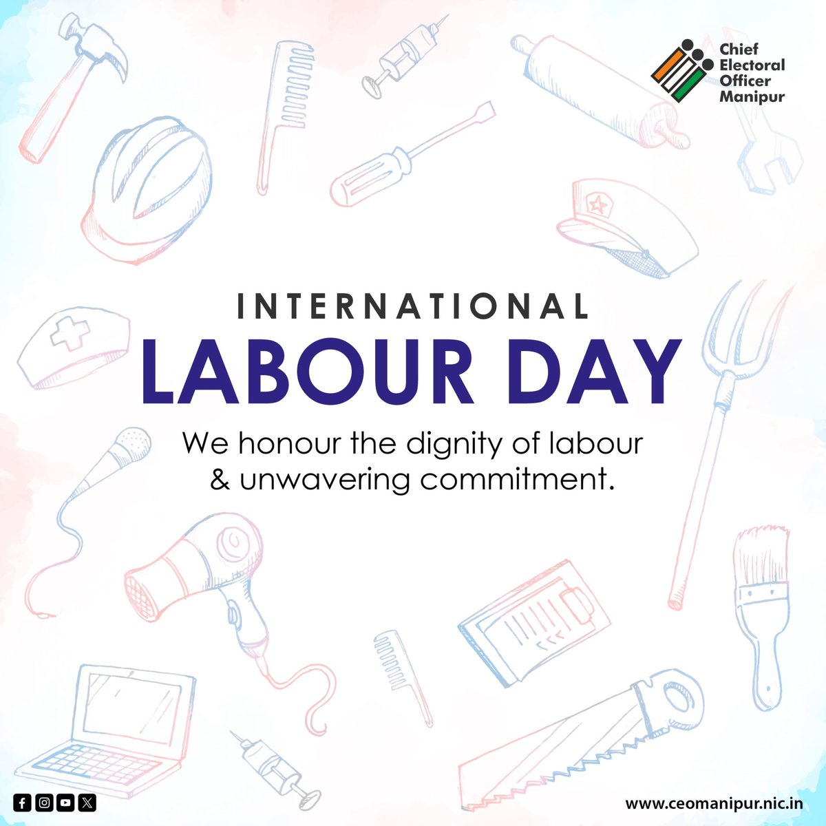 CeoManipur's tweet image. On International Workers’ Day, we salute every individual whose dedication and discipline drive our strength and security.

Your service is our foundation.

#CEOManipur #LabourDay #Service #Commitment