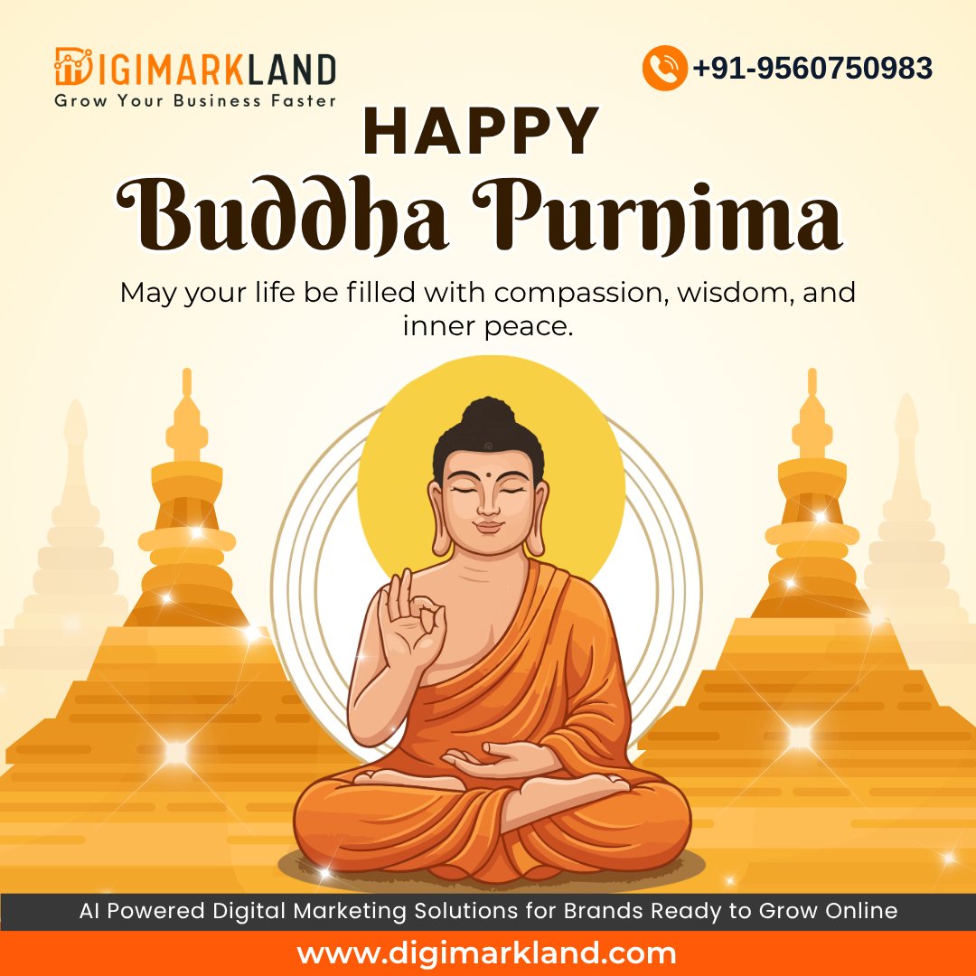 DigiMarkLand's tweet photo. Happy Buddha Purnima 🙏
May the light of wisdom guide every heart toward peace, kindness, and harmony 💛✨
Let compassion grow within us and reflect in everything we do.

#BuddhaPurnima #HappyBuddhaPurnima #LordBuddha #GautamBuddha #Peace #Harmony #InnerPeace #DigiMarkLand https://t.co/yjJDjIFtmM