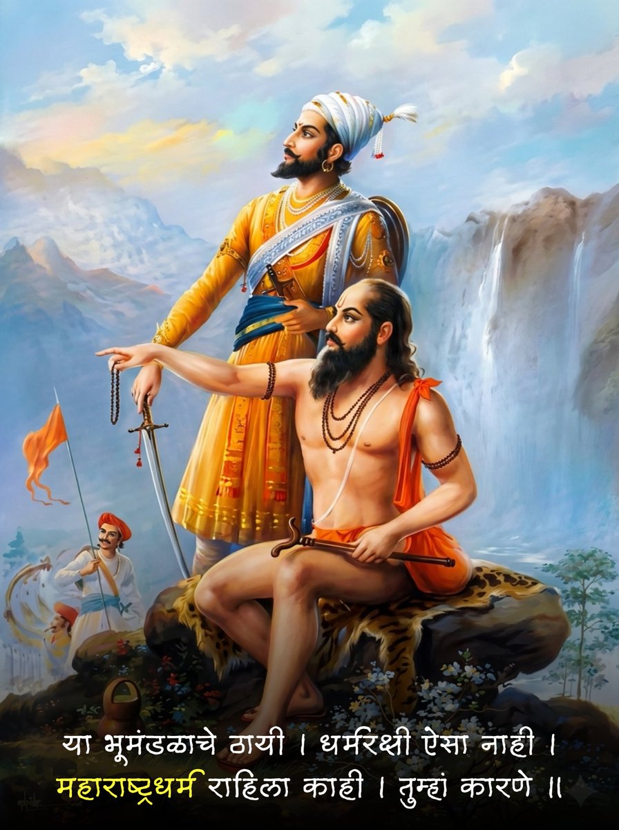 या भूमंडळाचे ठायी । धर्मरक्षी ऐसा नाही ।
महाराष्ट्रधर्म राहिला काही । तुम्हां कारणे ।।

।। जय जय रघुवीर समर्थ ।।