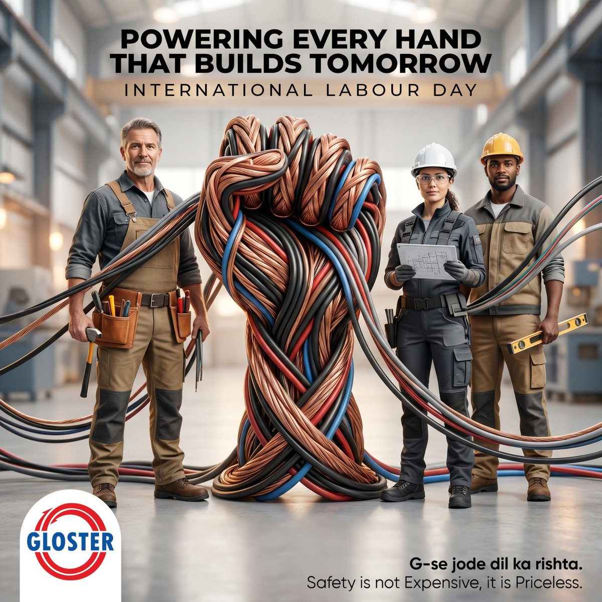 glostercables's tweet image. The real power lies in the people who build, connect, and create.
Happy International Labour Day.
#LabourDay #WorkersDay #SafetyFirst #SkilledHands #PoweringProgress #CablesAndWires #StrongConnections #HardWork #BuildTheFuture #TrustedQuality
#GlosterCables #cabelesandwires