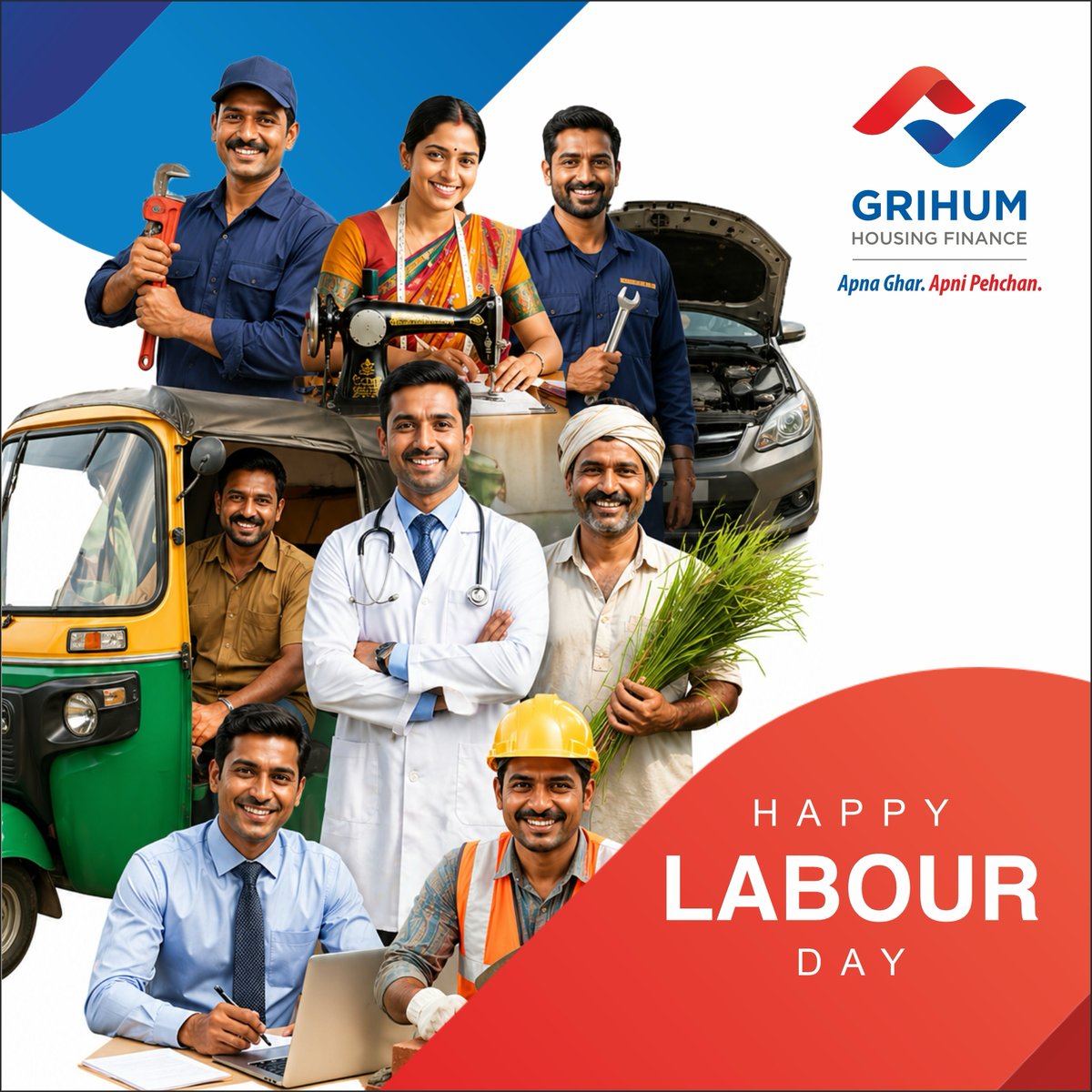 Every dream is built on hard work. Today we celebrate the hands and hearts that keep our nation moving forward. Happy Labour Day!

#happylabourday #grihumhousingfinance #labourday