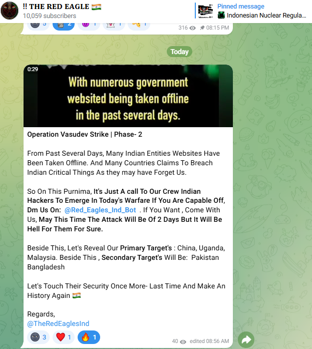 redeagles_ind's tweet image. The World Has Been Witnessed The Power Of Indian Hackers in Operation Vasudev Strike In Phase 1 So this is Another Time For Phase 2.
 Be Ready , We Are Coming...

#Hacktivism #CyberAttack #OperationVasudevStrike #TeamRedEagle #CyberIntelligence #Hacktivism #ThreatIntel