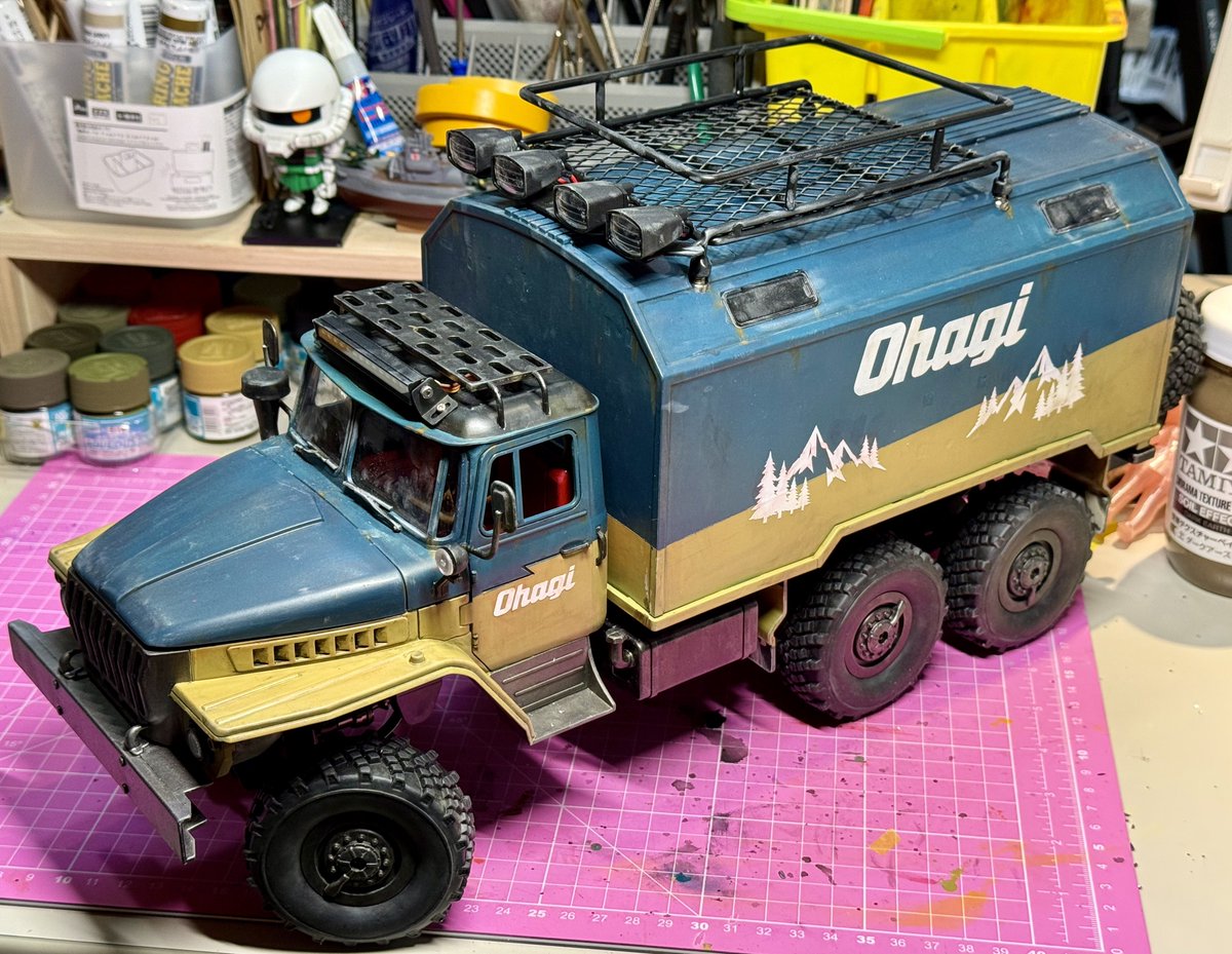 Closingwork_NY's tweet photo. 塗装はマキタグリーン的色と
ミリタリー&アウトドア系のベージュ塗装! オフロード車ぽい塗装が気に入ってます。 ロゴはmakitaロゴのパロディーでOhagiに変更。カッティングシートで作成しました🫡
#WPLJAPAN
#WPL
#B36
#RC
#ラジコン https://t.co/AnJ8E6ZR7A