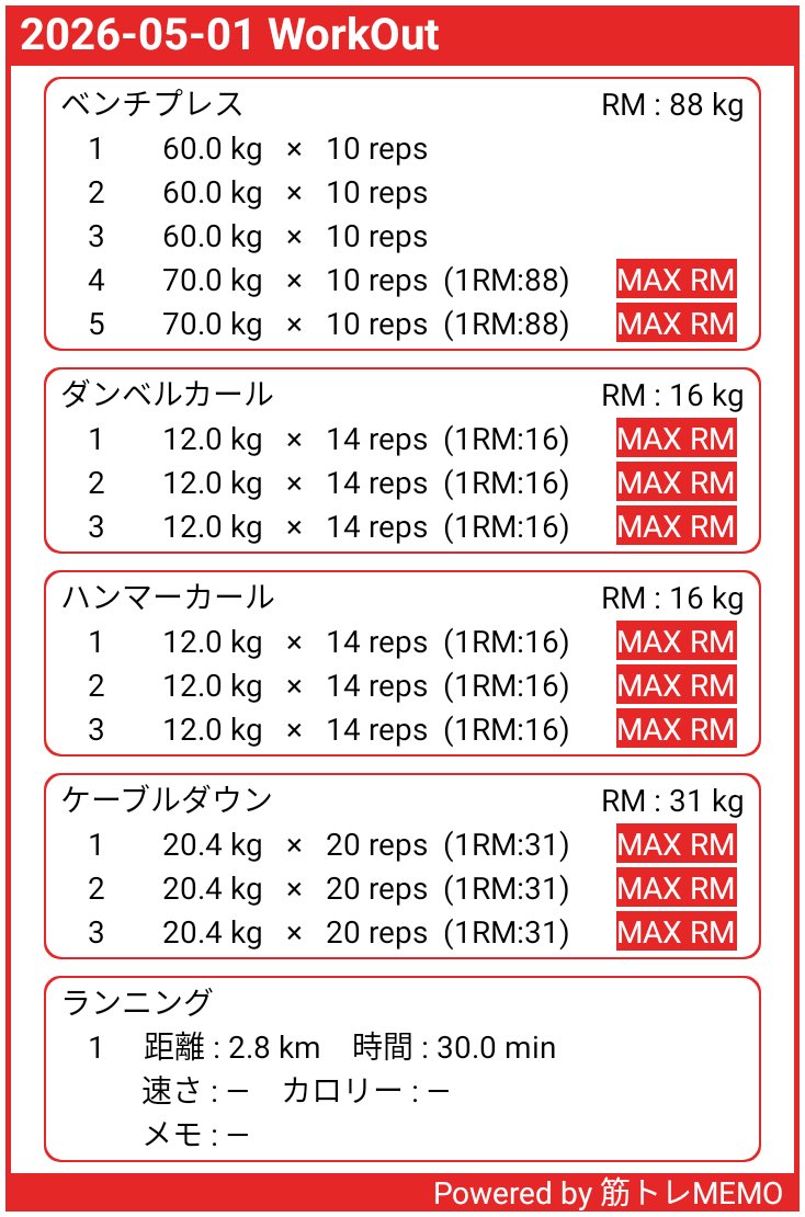 ジムトレ369日目

まだ無理はできないんで軽めの腕3種目。継続第一だ😙

#筋トレMEMO x.gd/Q7PW6